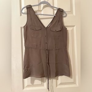 Banana Republic grey drawstring peplum sleeveless top